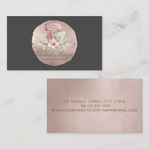Mixer Blumen Rose Gold Pinsel Kreis Bäckerei Visitenkarte