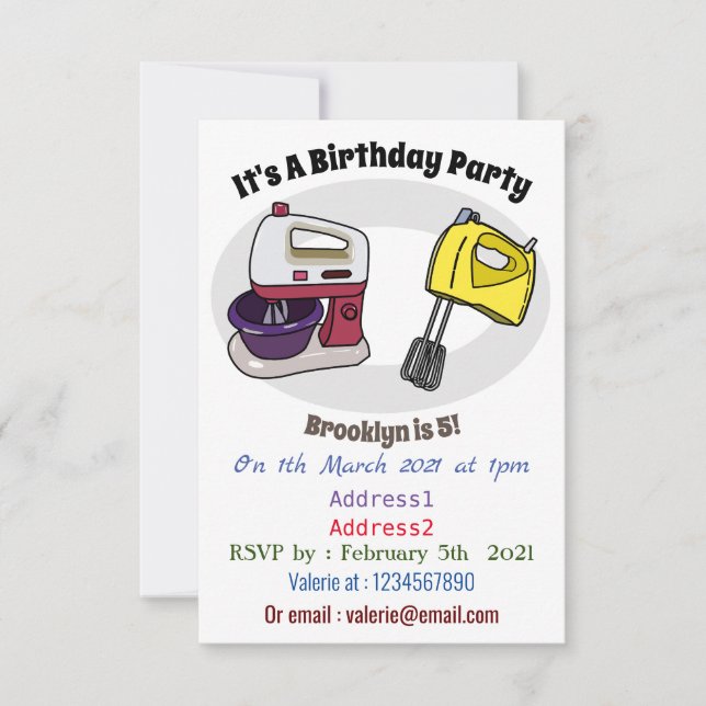 Mixer-Cartoon-Abbildung Einladung (Vorderseite)