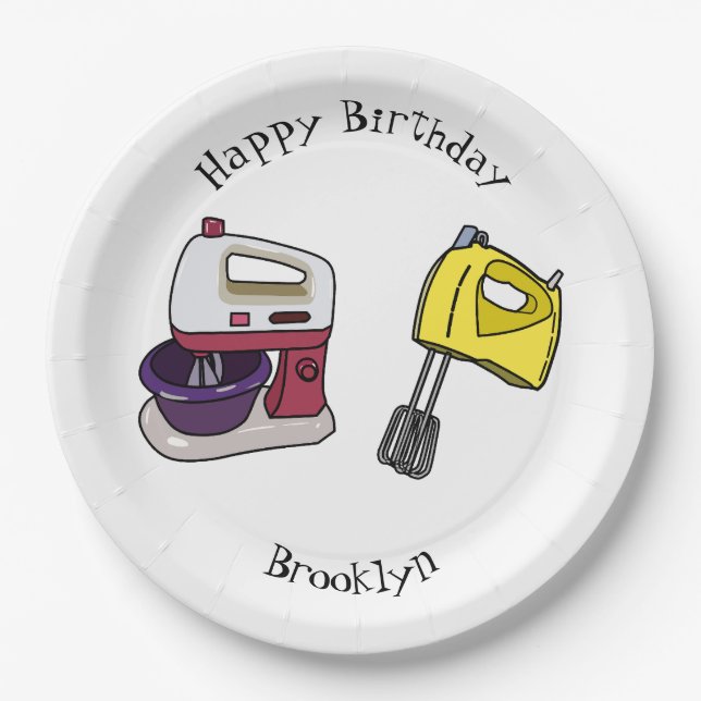 Mixer-Cartoon-Abbildung Pappteller (Vorderseite)