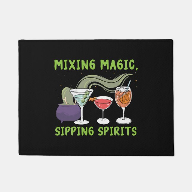 Mixing Magic Sipping Spirits Barkeeper Halloween Fußmatte (Vorderseite)