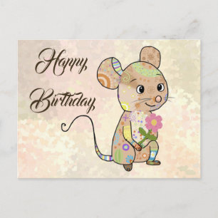 Mixmaus mit Blümchen Postkarte