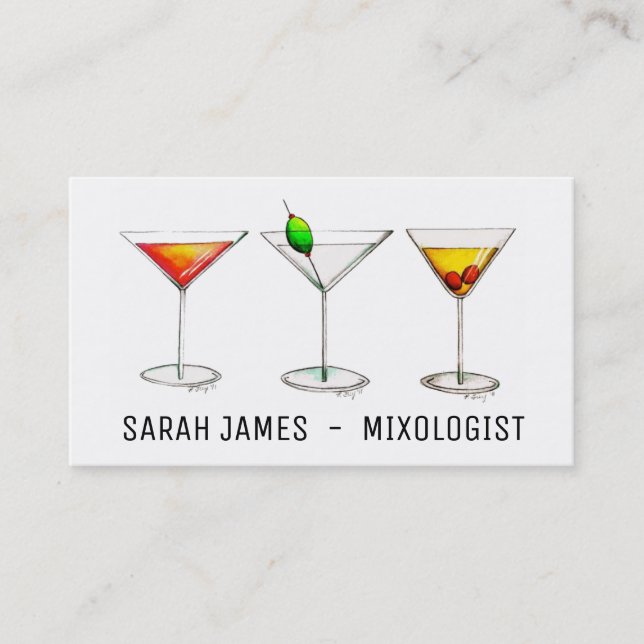 Mixologe Barkeeper Cocktail Cosmo Martini Drinks Visitenkarte (Vorderseite)