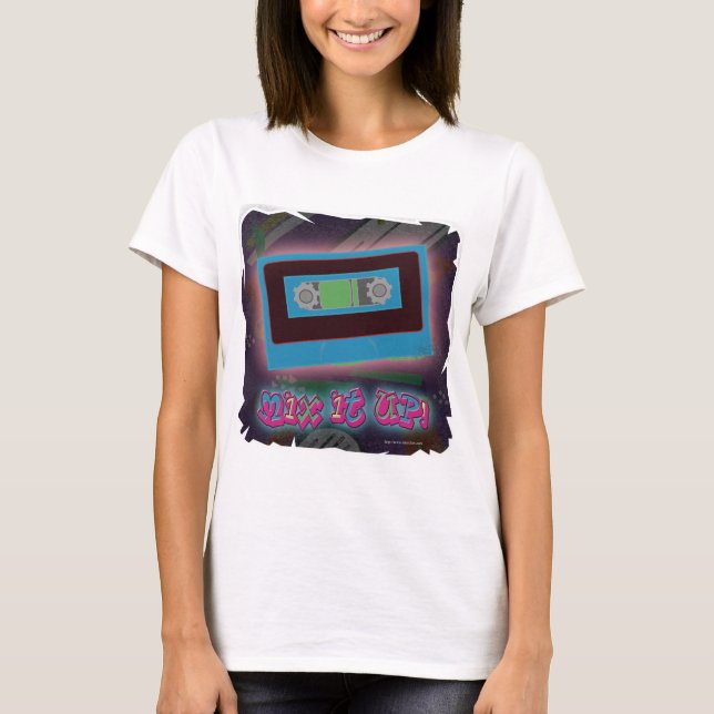 Mixtape Madness Epic Retro Music Cartoon Slogan T-Shirt (Vorderseite)