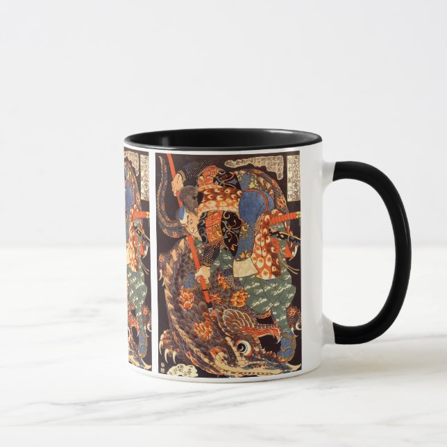 Miyamoto Musashi Kuniyoshi Japanisch Fine Art Tasse (Rechts)