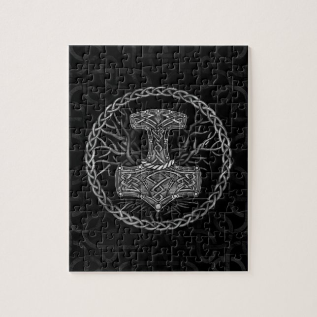 Mjolnir - Der Hammer von Thor und Baum des Lebens (Vertikal)