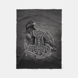 Mjolnir - der Hammer von Thor und von Raben Fleecedecke