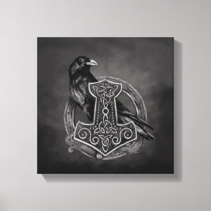 Mjolnir - der Hammer von Thor und von Raben Leinwanddruck