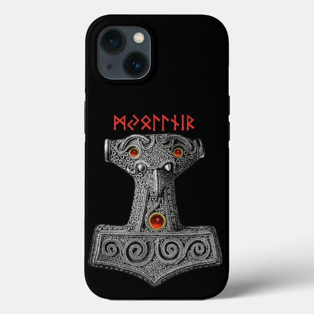MJOLNIR Hammer von Thor, Viking Mythology Black Case-Mate iPhone Hülle (Rückseite)