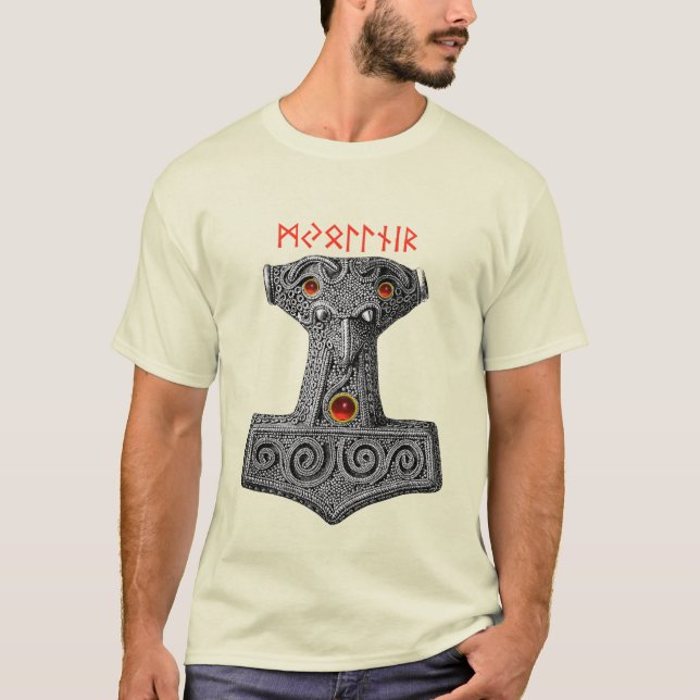 MJOLNIR Hammer von Thor, Wikinger Mythologie Elfen T-Shirt (Vorderseite)