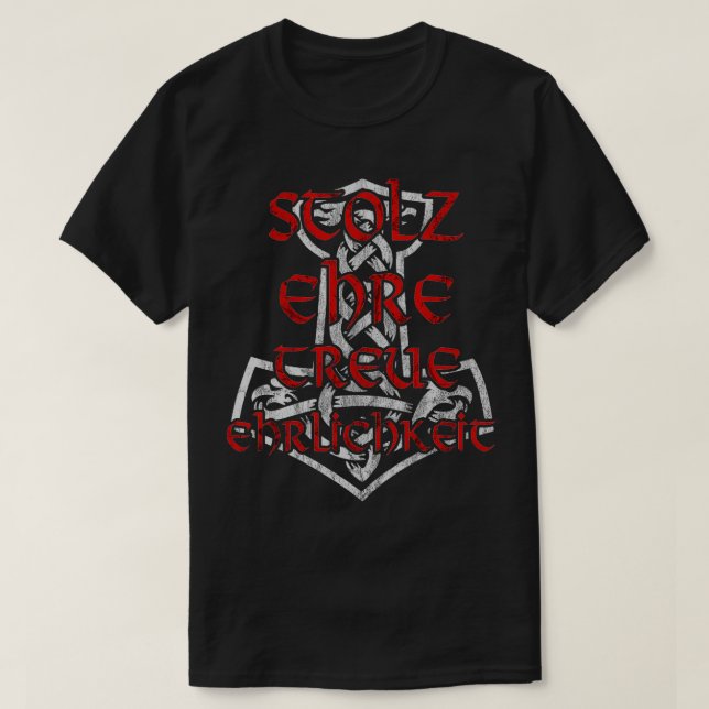 Mjolnir Warhammer Pride Honor Ehrlichkeit Ehrlichk T-Shirt (Design vorne)