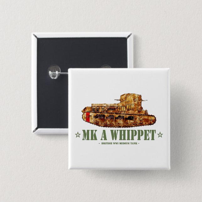 MK a Whippet World War One British Medium Tank WWI Button (Vorne & Hinten)