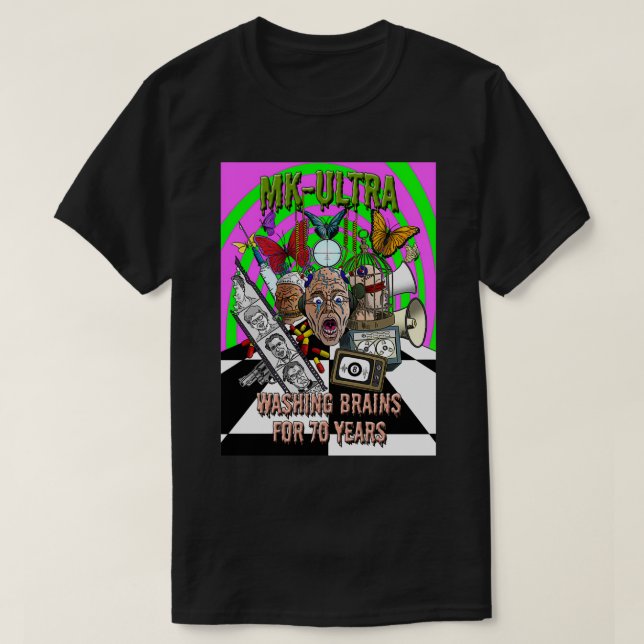 MK Ultra Washing Brains für 70 Jahre T-Shirt (Design vorne)