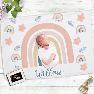 Mled Boho Rainbow Minimalistisch Floral Baby Blank Fleecedecke