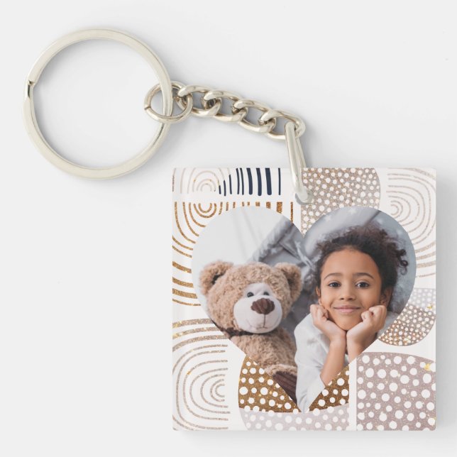 Mled Boho Shapes Heart Foto Schlüsselanhänger (Vorderseite)