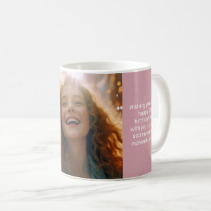Mled Elegance Misty Rose Happy Birthday Foto Kaffeetasse