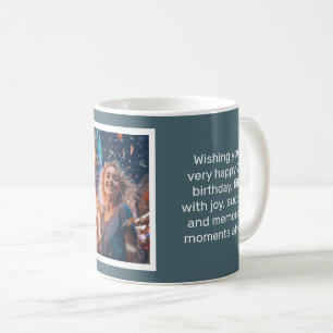 Mled Elegance Slate Blue Happy Birthday Card Tasse