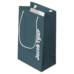 Mled Elegance - Small Slate Blue Name Gift Bag Kleine Geschenktüte