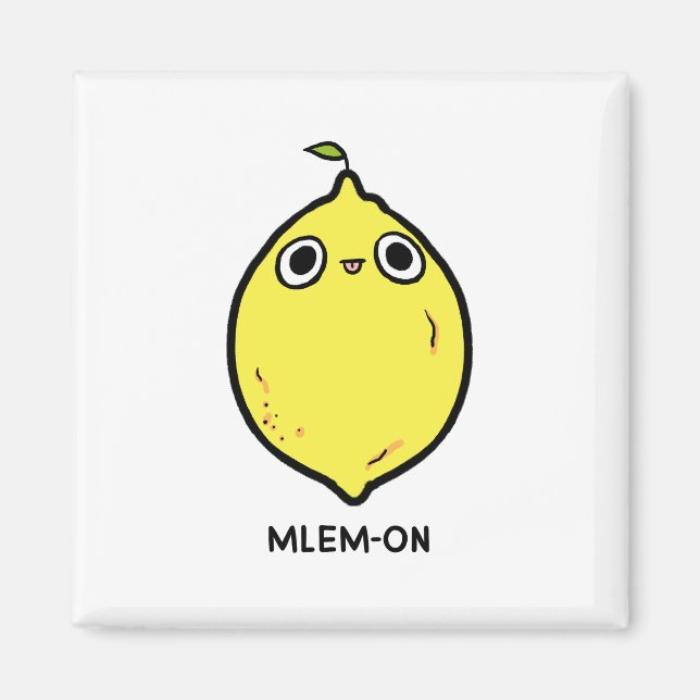 Mlem-on Funny Lemon Fruit Pun Magnet (Vorne)