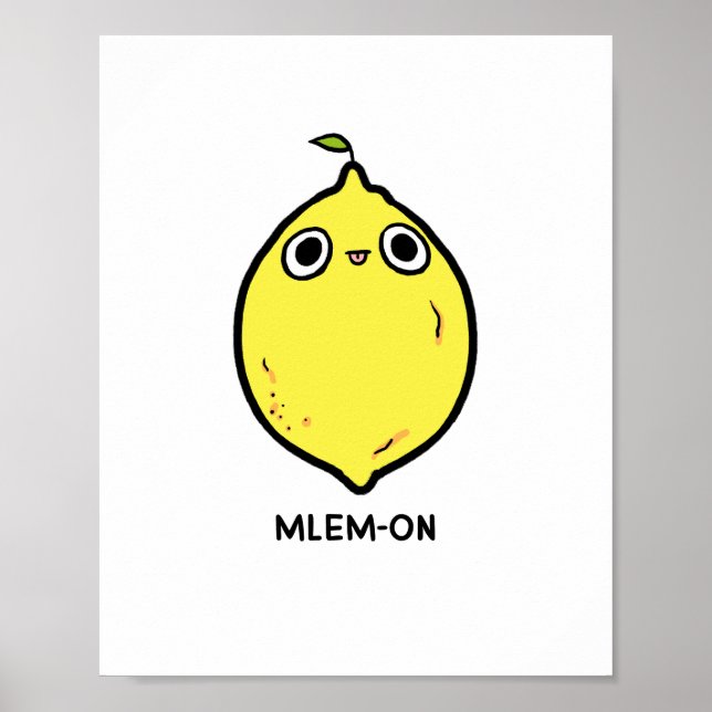 Mlem-on Funny Lemon Fruit Pun Poster (Vorne)