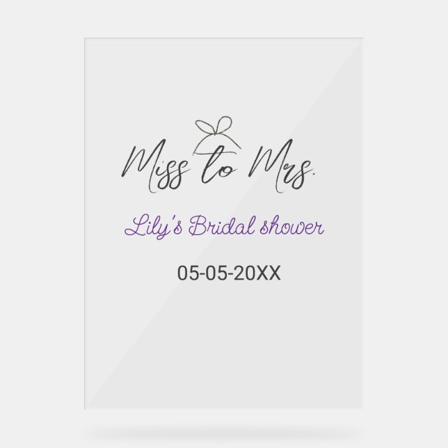 Mlle à Mme douche nuptiale ajouter nom date année  (Recto)