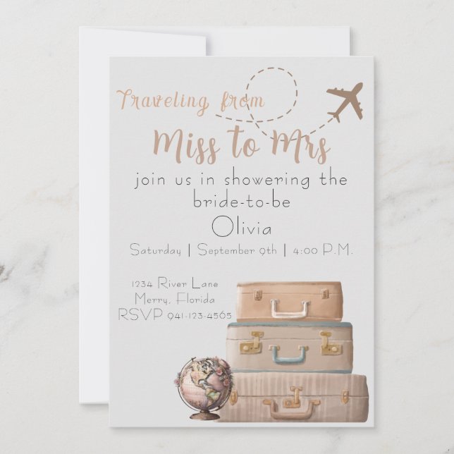 Mlle à Mme Fête des mariées Invitation (Devant)