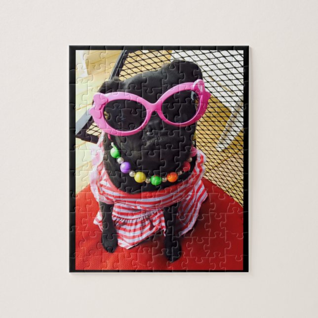 Mlle Harley Black Pug Puzzle (Vertical)