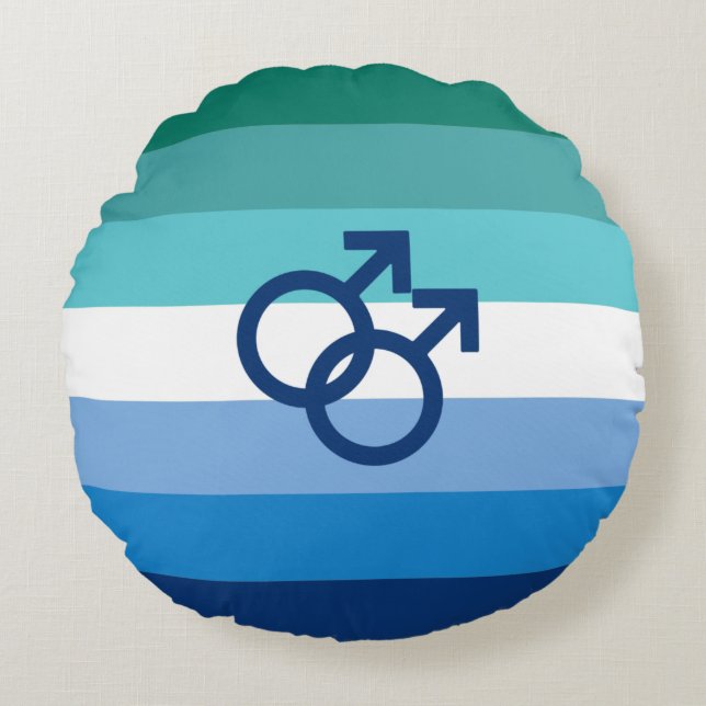 MLM Gay Male Pride Flag Rundes Kissen (Vorderseite)