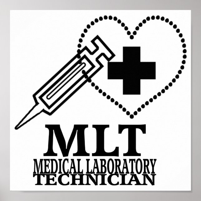 MLT HEART SYRINGE MEDICAL LABORATORY TECH LOGO POSTER (Vorne)