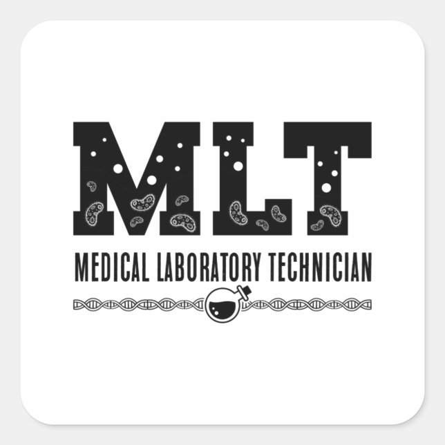 MLT Medical Laboratories Technician Science Labrad Quadratischer Aufkleber (Vorderseite)