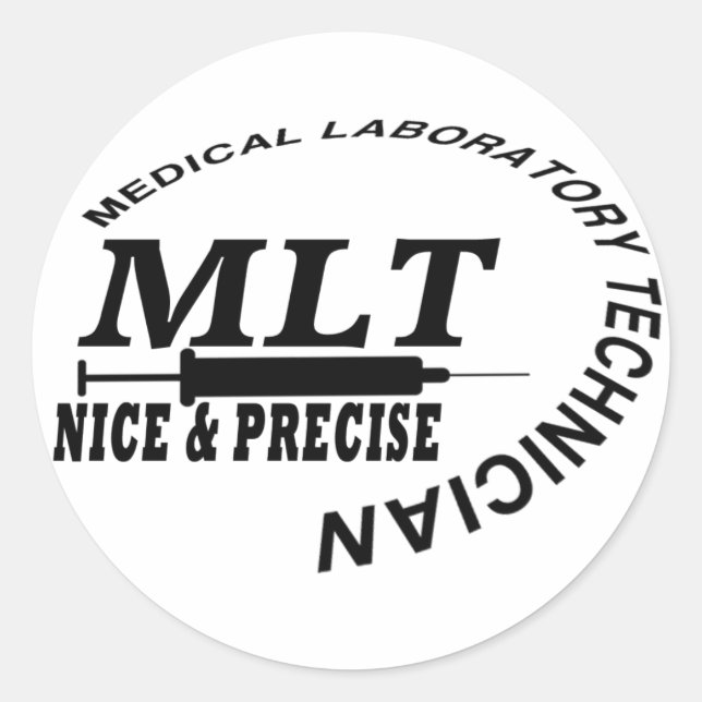 MLT SLOGAN NICE UND PRÄZISE MEDICAL LABRADOR TECH RUNDER AUFKLEBER (Vorderseite)