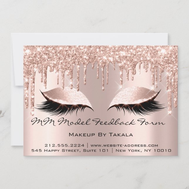 MM Model Feedback Form Makeup Rose Einladung (Vorderseite)