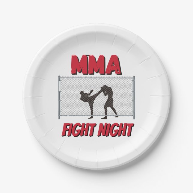 MMA Fight Night text and Silhouette of Two Fighter Pappteller (Vorderseite)