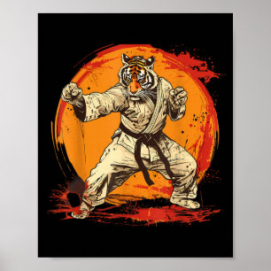 MMA Tiger Wasserfarbe Taekwondo Kickboxen Martial Poster