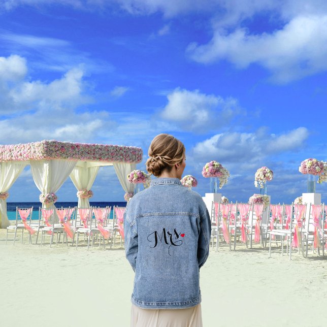 Mme Bride À Être Nouvelle Femme Mariage Coeur nupt (Mrs Bride To Be Newlywed Wife Wedding Bridal Heart Denim Jacket)