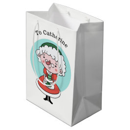 Mme Claus nom personnalisé moyen sac cadeau