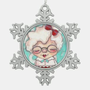 Mme Claus - ornement de flocon de neige d'étain