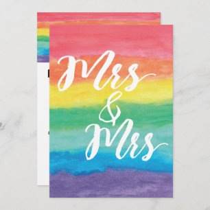 Mme et Mme Rainbow Lesbian Faire-part de mariage