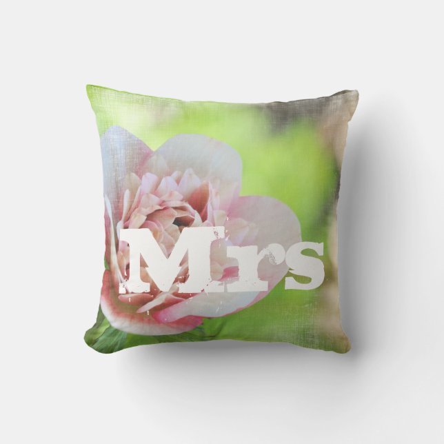 Mme Garden Wedding Floral Pink Peony Coussin (Recto)