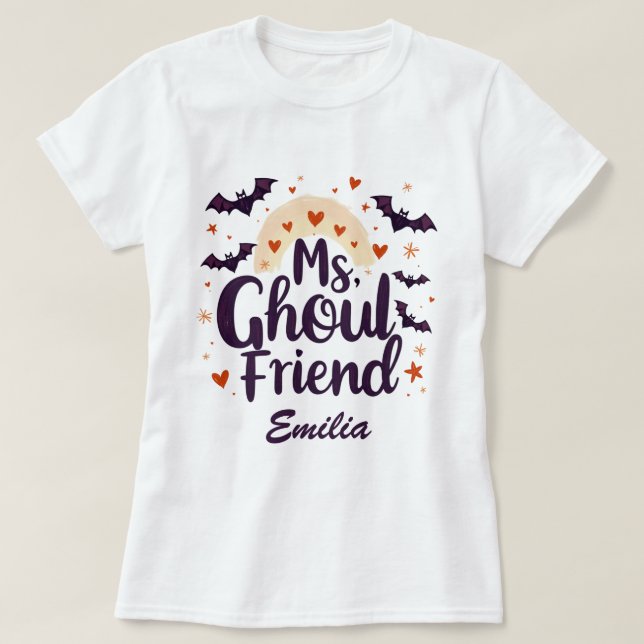 Mme Ghoulfriend Kawaii Nom T-shirt Halloween (Design devant)