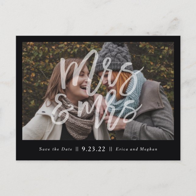 Mme & Mme LGBT Enregistrer la date Carte postale (Devant)