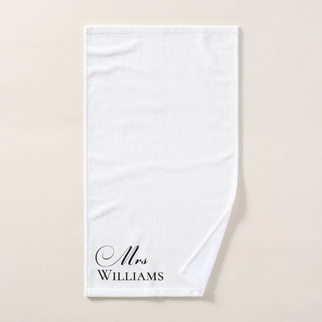 Mme Nom personnalisé Blanc Noir (Serviette à main)