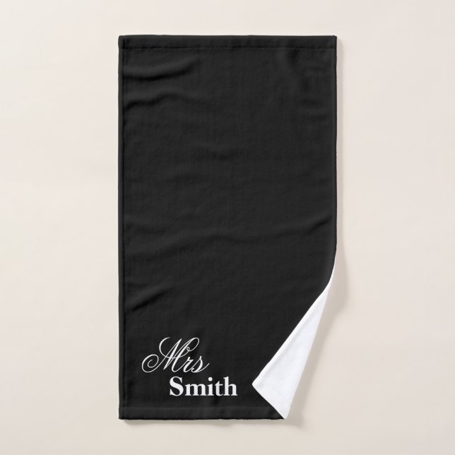 Mme nommée personnalisée Smith White Black (Serviette à main)