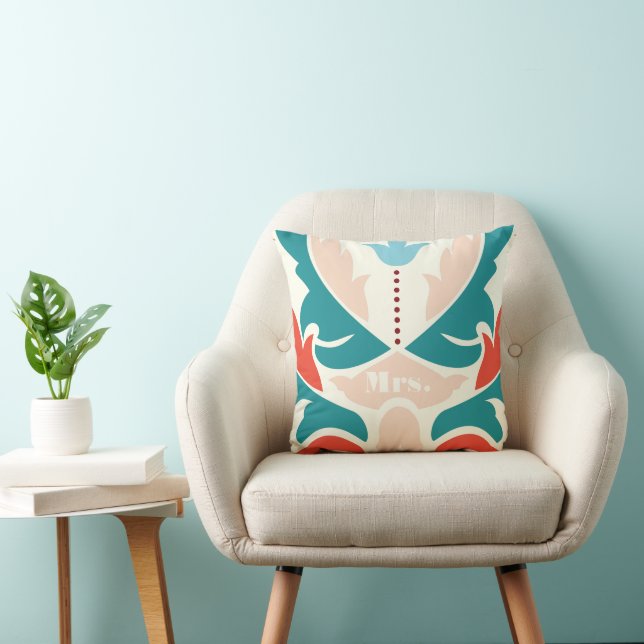 Mme Turquoise Pêche Corail Bourgogne Coussin moder (Chaise)