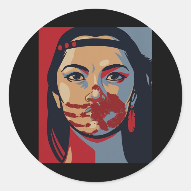 Mmiw Awareness Indigene Frau Art Stolen Schwester Runder Aufkleber (Vorderseite)