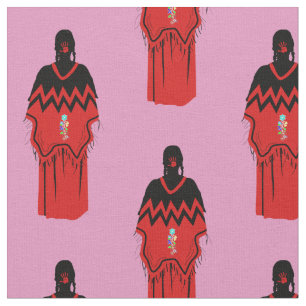 MMIW Kwe mit rotem Handmuster, rosa Stoff