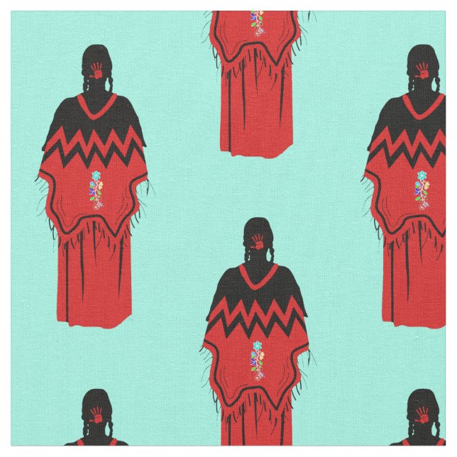 MMIW Kwe mit rotem Handmuster Türkisch Stoff (Nahaufnahme)