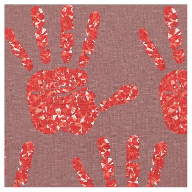 MMIW Red Hand Jewelen Muster Brick Red Stoff (Nahaufnahme)
