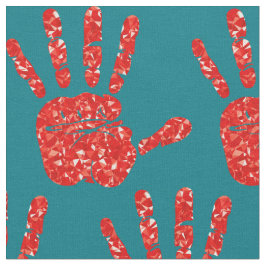 MMIW Red Hand Jewelise Muster Türkis Stoff