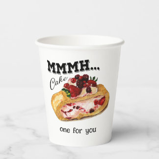 Mmmh Cake Aquarell Kuchen mit Vintage Zitat Pappbecher