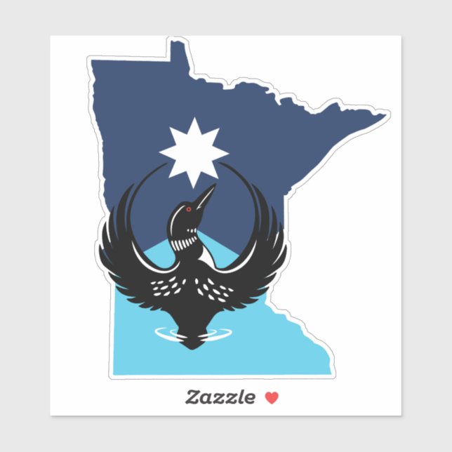 MN Loon Rising - MN Staatsflagge Aufkleber (Blatt)